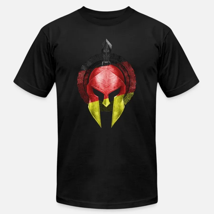 

Germany Flag Patriotic Spartan Helmet T-Shirt 100% Cotton O-Neck Summer Short Sleeve Casual Mens T-shirt Size S-3XL