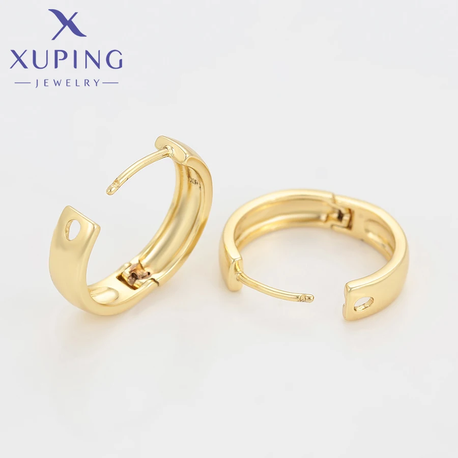 Xuping Jewelry New Arrival Promotion Simple No Stone Light Gold Color Huggies Earrings for Women Girl Party Gift X000756742