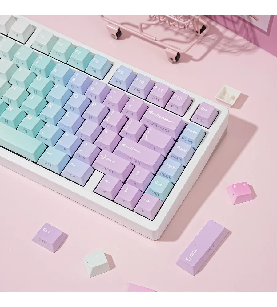 Keycap Korean Russian European small language 5-sided thermal sublimation gradual change double engraving Y2K light transmission