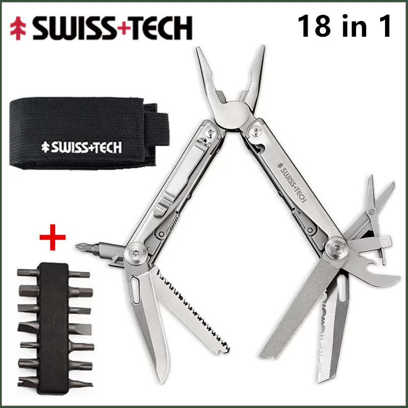 SWISS TECH 18 in 1 multifunctional pliers folding multifunctional tool portable EDC outdoor camping equipment