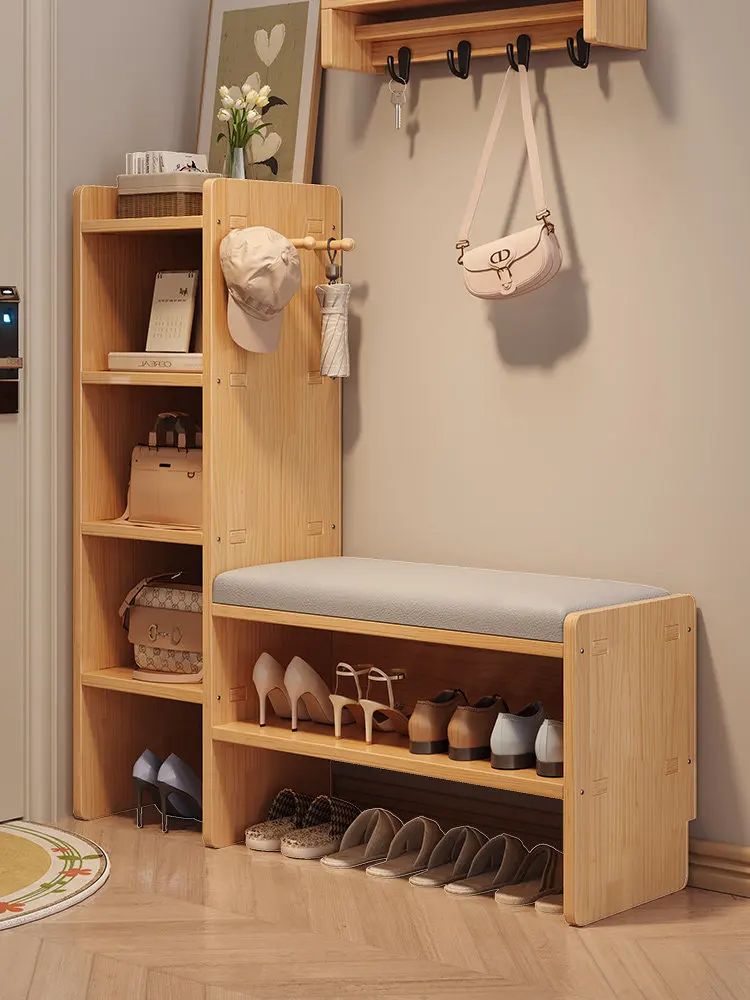 Solid wood shoe change stool, household shoe stool at the door can sit, cabinet enters the home, rack seat stool is