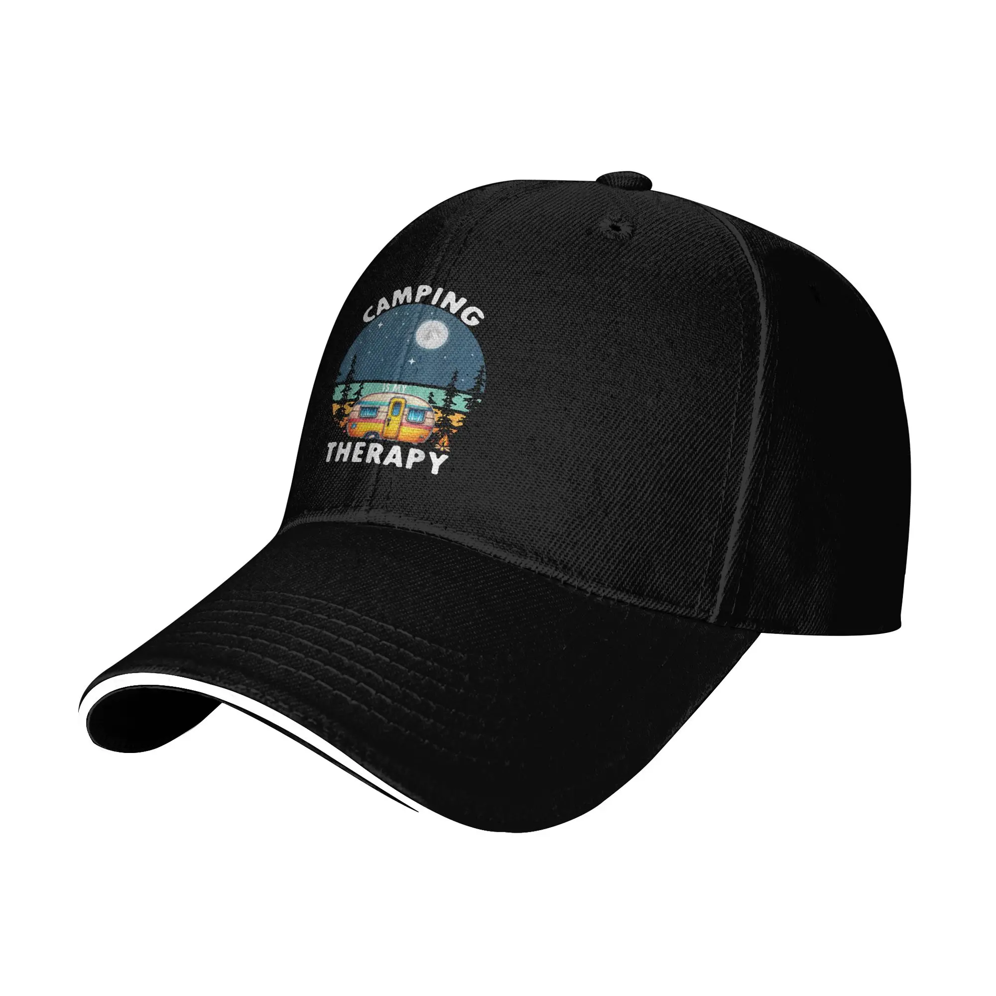 Camping is My Therapy Casual Baseball Cap  Hunting Camping Trucker Hat Summer Sun-Proof Men Women DIY Print Baseball Caps