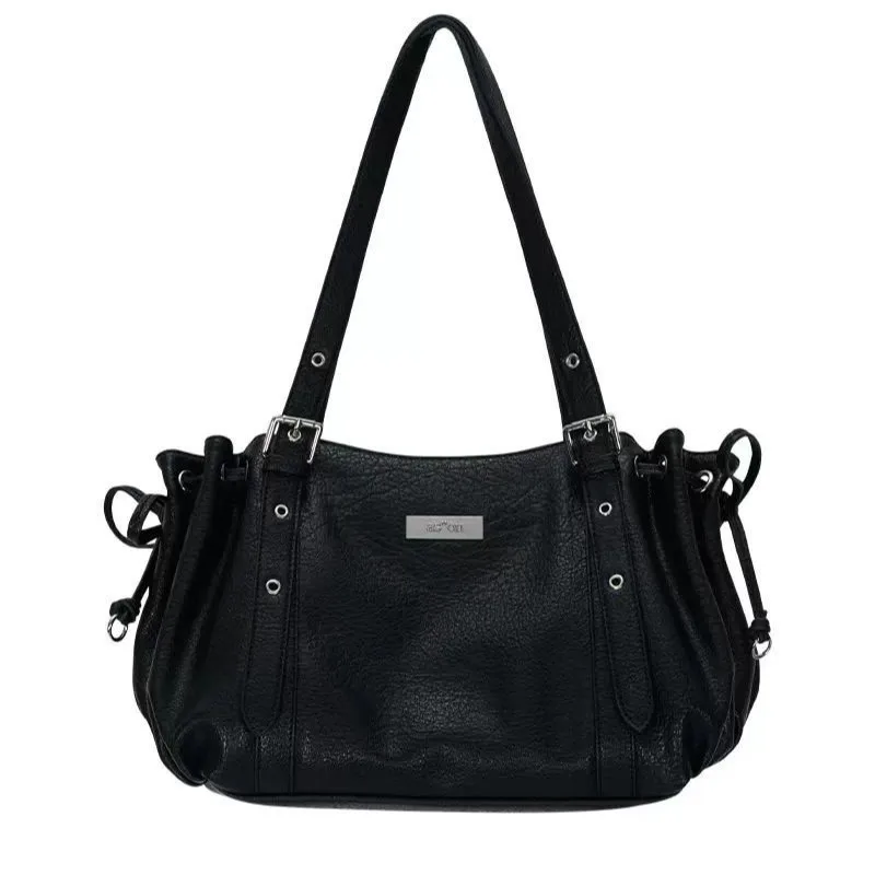 Ason 2025 New Arrival Luxury-inspired Vintage Drawstring Baguette Bag Shoulder/Underarm/Handheld Casual Women's Handbag