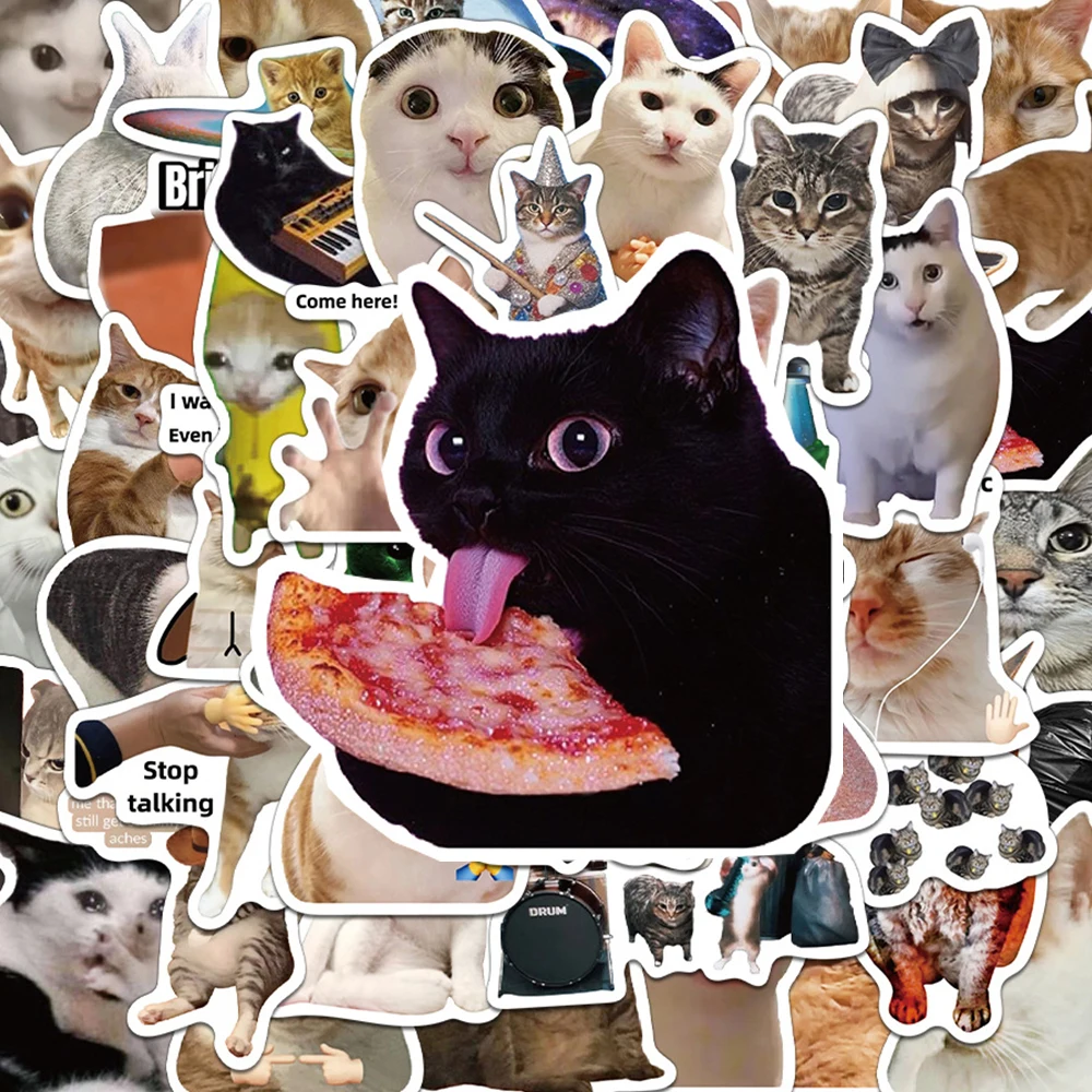 10/30/50pcs Classic Cute Cat Graffiti Stickers Funny MEME Decals Toy DIY Motorcycle Helmet Luggage Bike Waterproof Sticker Decor