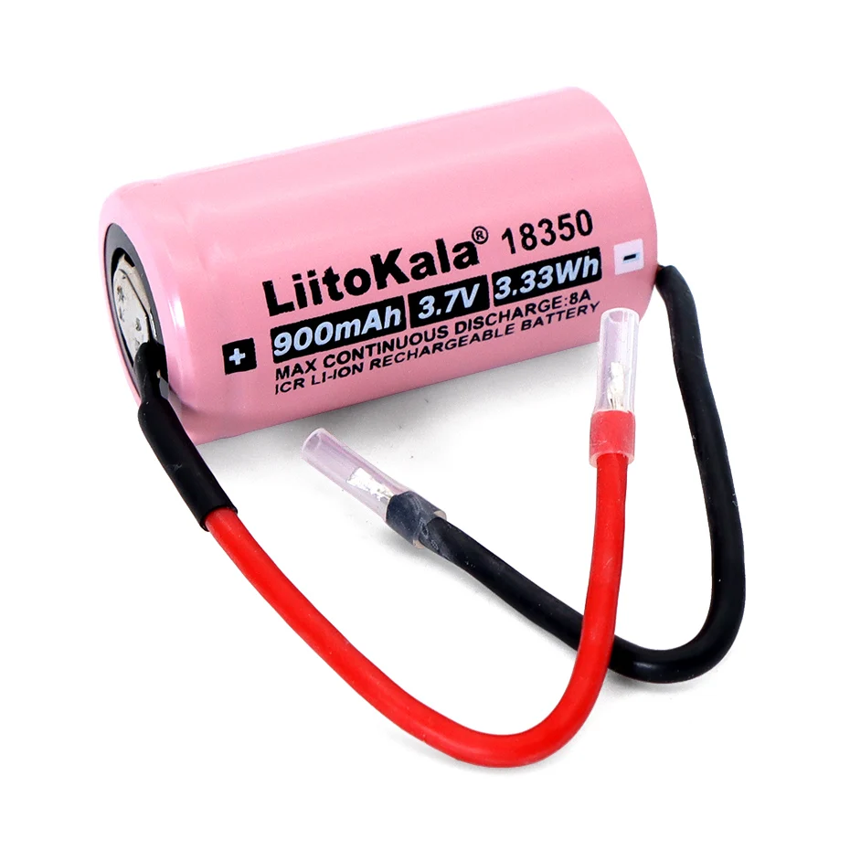 1-20PCS Liitokala 3.7V ICR 18350 900mAh power rechargeable lithium battery Max discharge 4A+DIY