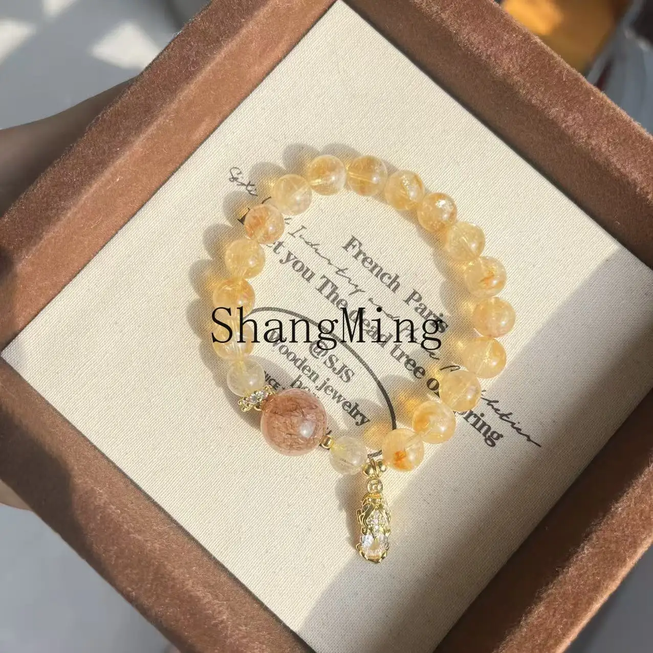 

CL Natural Yellow Tower Crystal Black Gold Super Seven Gold Hair Crystal Niche Premium Bracelet Fashion Exquisite Versatile