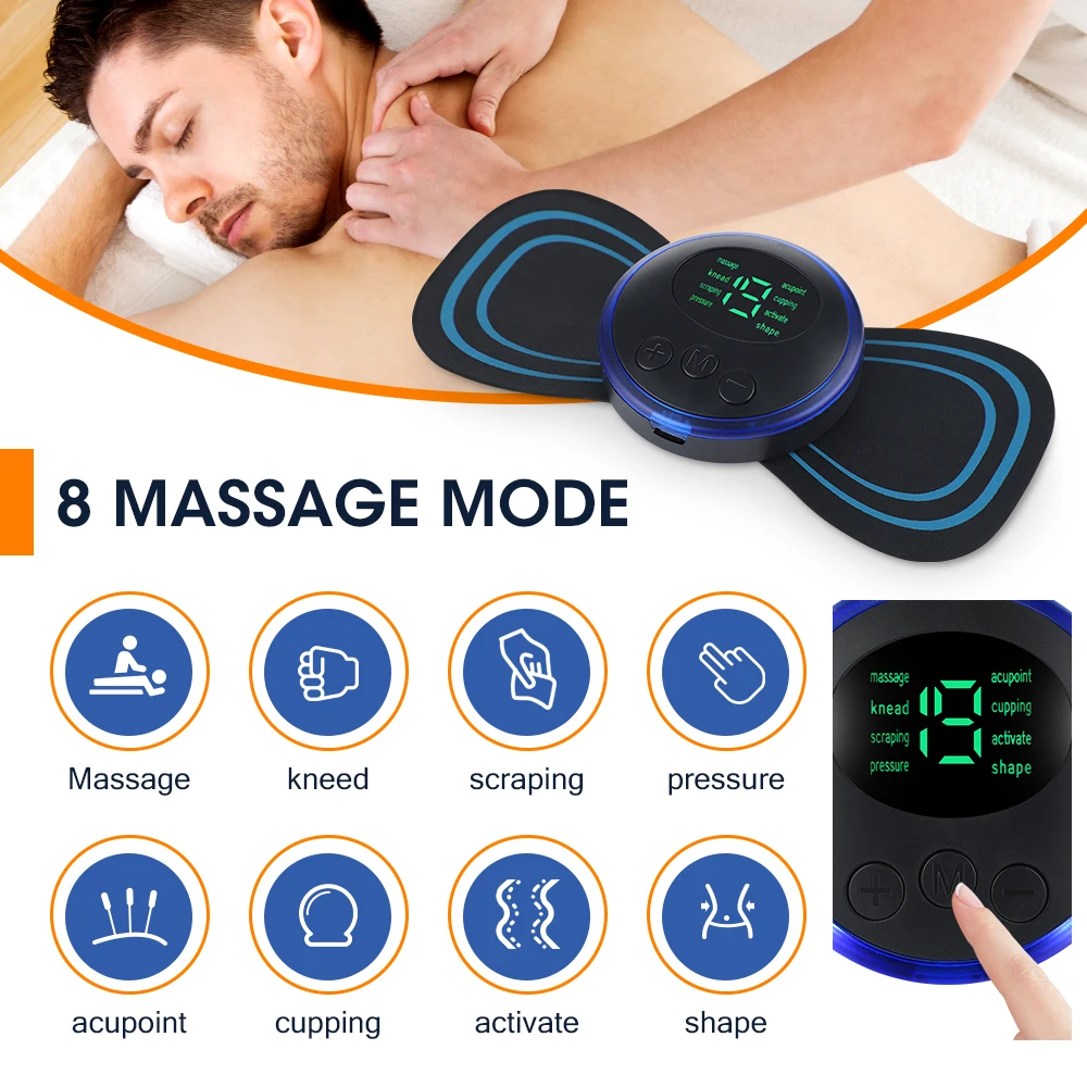 EMS Electric Neck Massager Lcd Display Cervical Massage Patch Low Frequency Pulse Muscle Stimulator Pain Relief Relaxation Tools