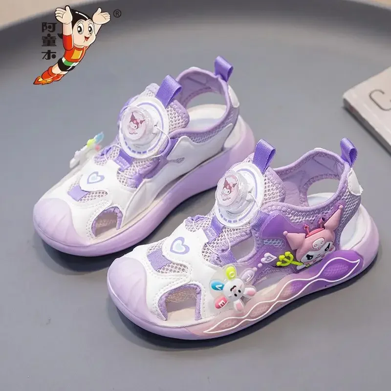 

Kawaii Anime Sanrio Casual Sandals Girls Boys 2025 New Summer Kuromi Cute Cartoon Children Beach Slippers Lovely Gifts Toys