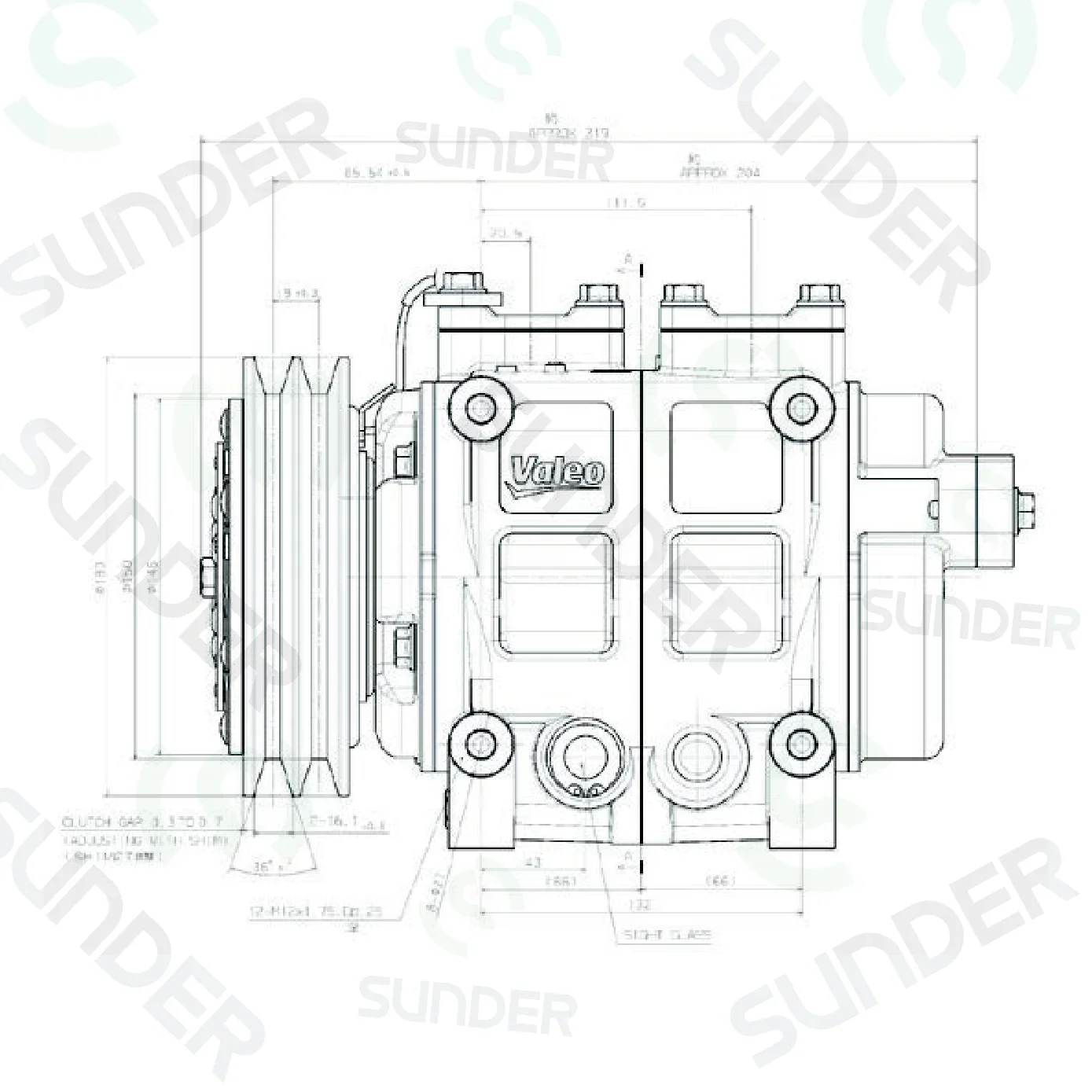 100% All-New Authorized Valeo TM43 Compressor OE: 814501 Body 24V 2BG 180mm Direct Mount Heavy Duty Cooling Pump