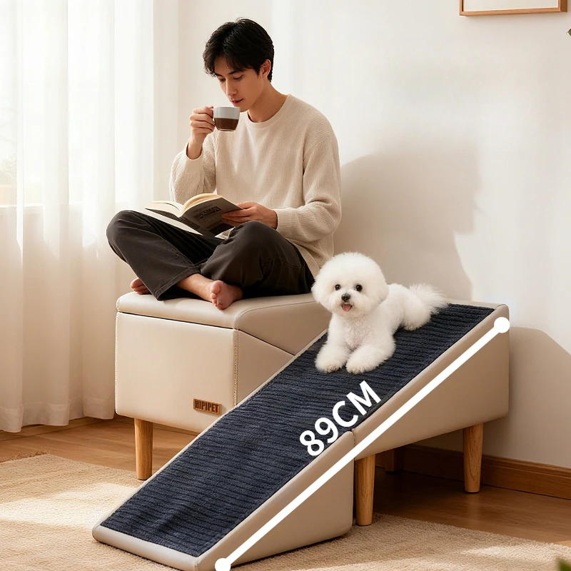 Multi Functional Dog Ramps Anti Slip Shared Folding Stool for Humans Pets Elderly Dogs Cats Assisted Training Slope Ladder