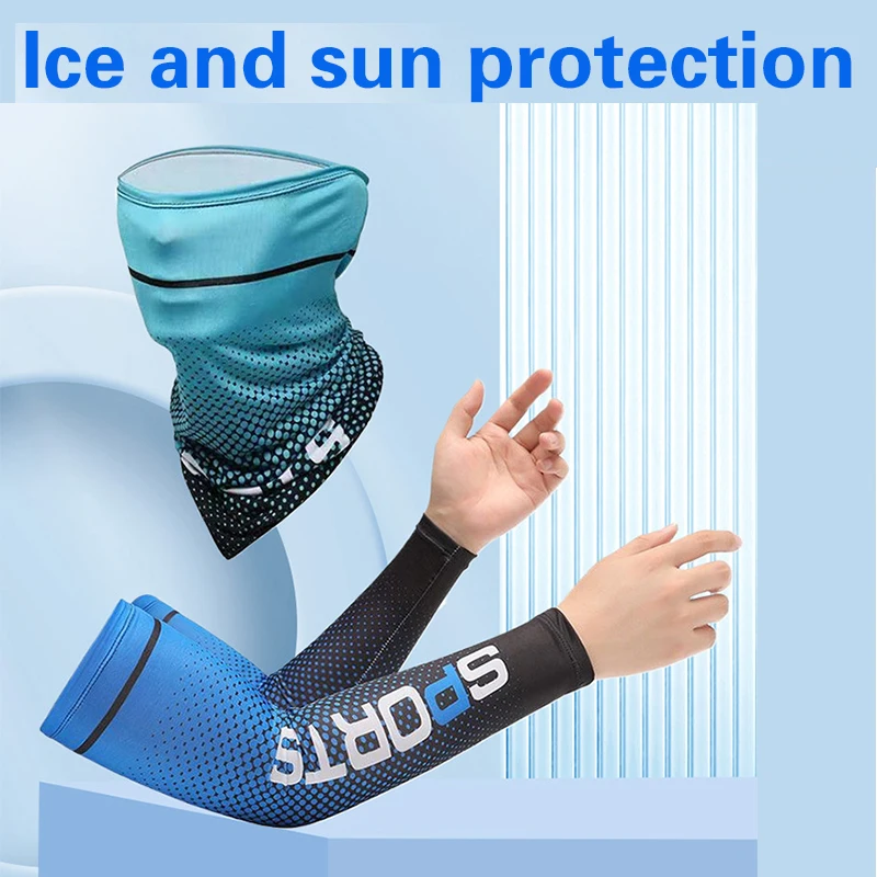 Ice Silk Sleeve Sunscreen UV Sun Protect Elastic Sweat Absorb Arm Sleeve Anti-Slip Unisex Long Gloves Outdoor Cool Sport Cycling