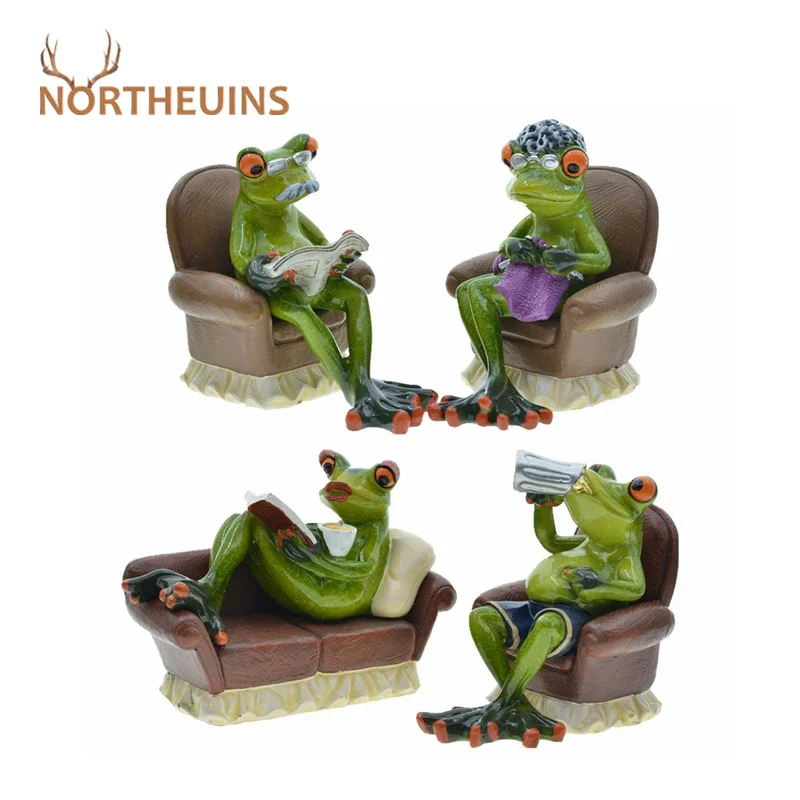 

Resin 2 Pcs Couple Sitting On Sofa Frog Figurines For Interior Creative Modern Nordic Home Decoration Accessories