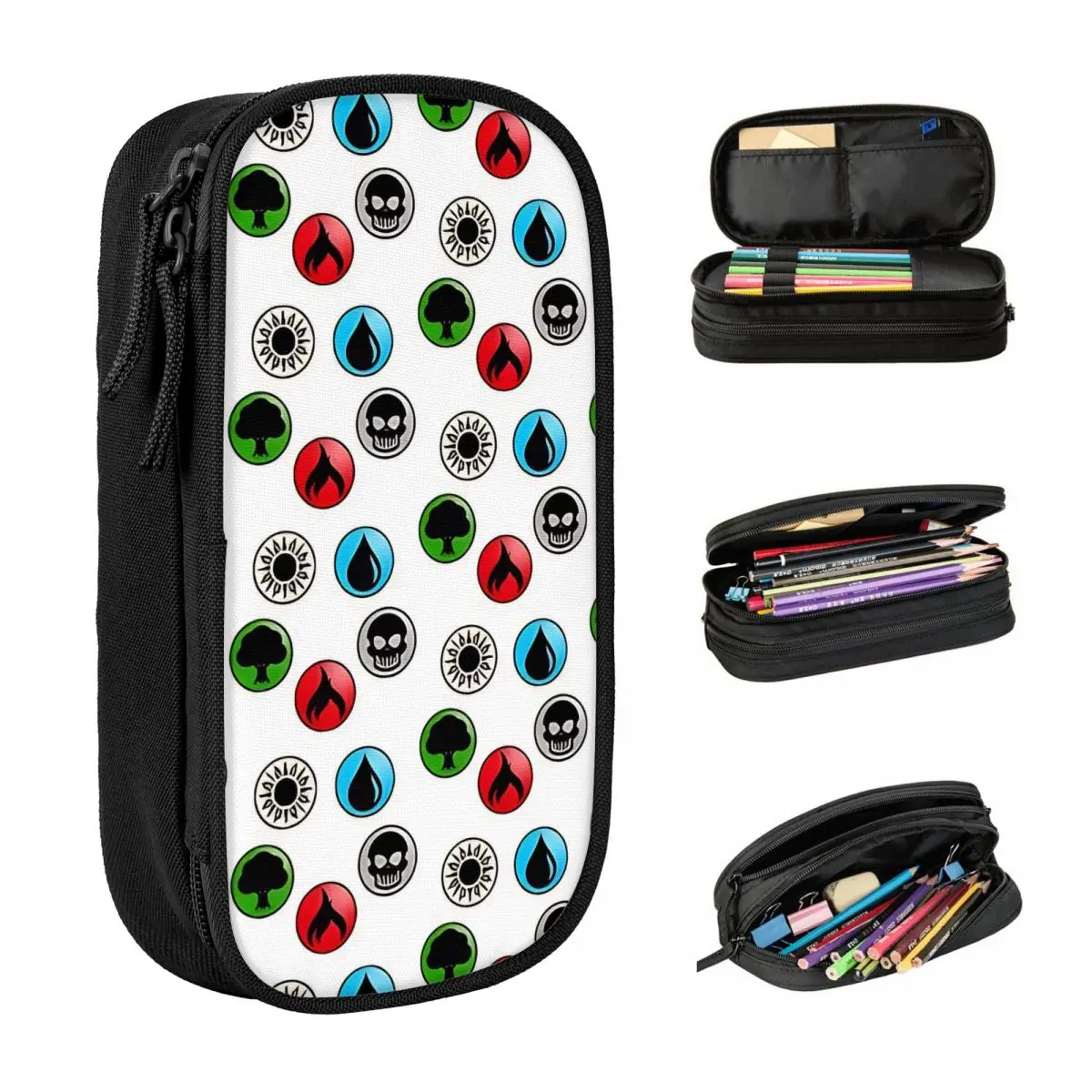 

Magic The Game Colorpie All Mana Symbols Пенал Большой емкости Пенал для мальчиков и девочек Двухслойные милые школьные пеналы