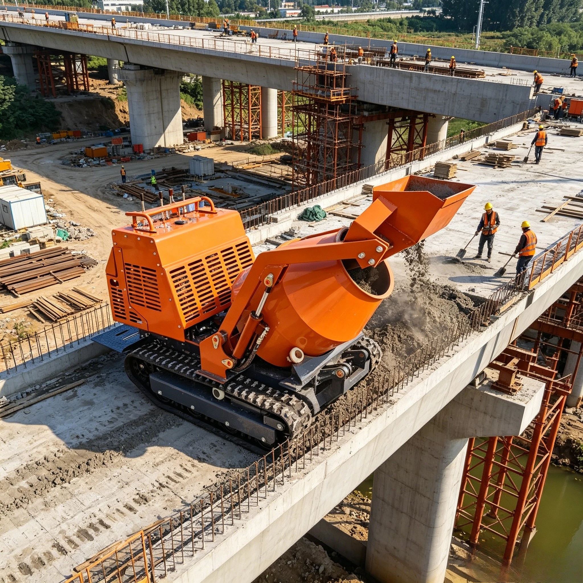 YG Customized Small Self Loading Pump Mini Crawler Type Cement Concrete Mixer Mortar Mixing Machine Tracked Dumper Cement Mixer