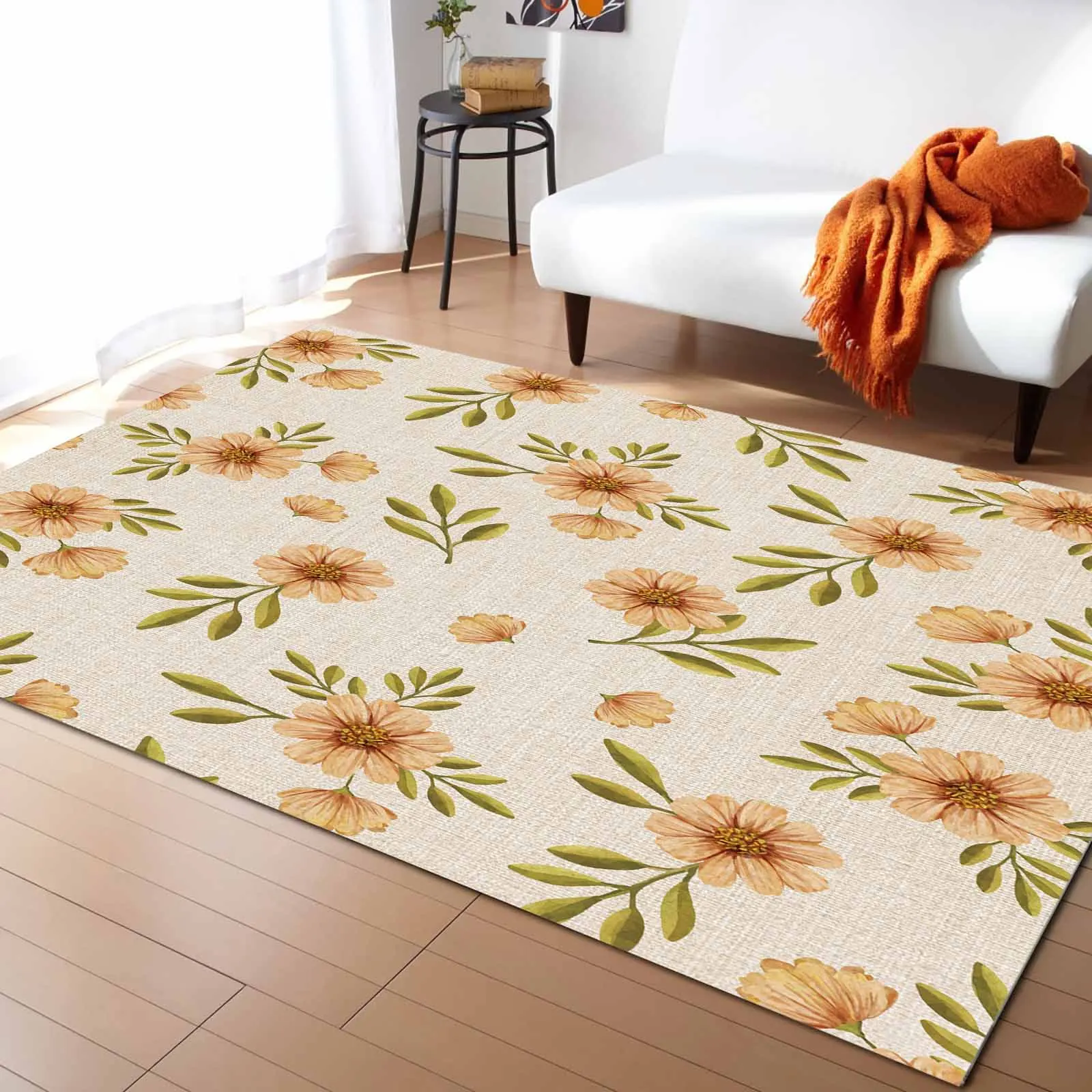 

Daisy Leaves Watercolor Countryside Carpet For Home Living Room Bedroom Bedside Decor Large Area Rug Teen Room Decor Carpet