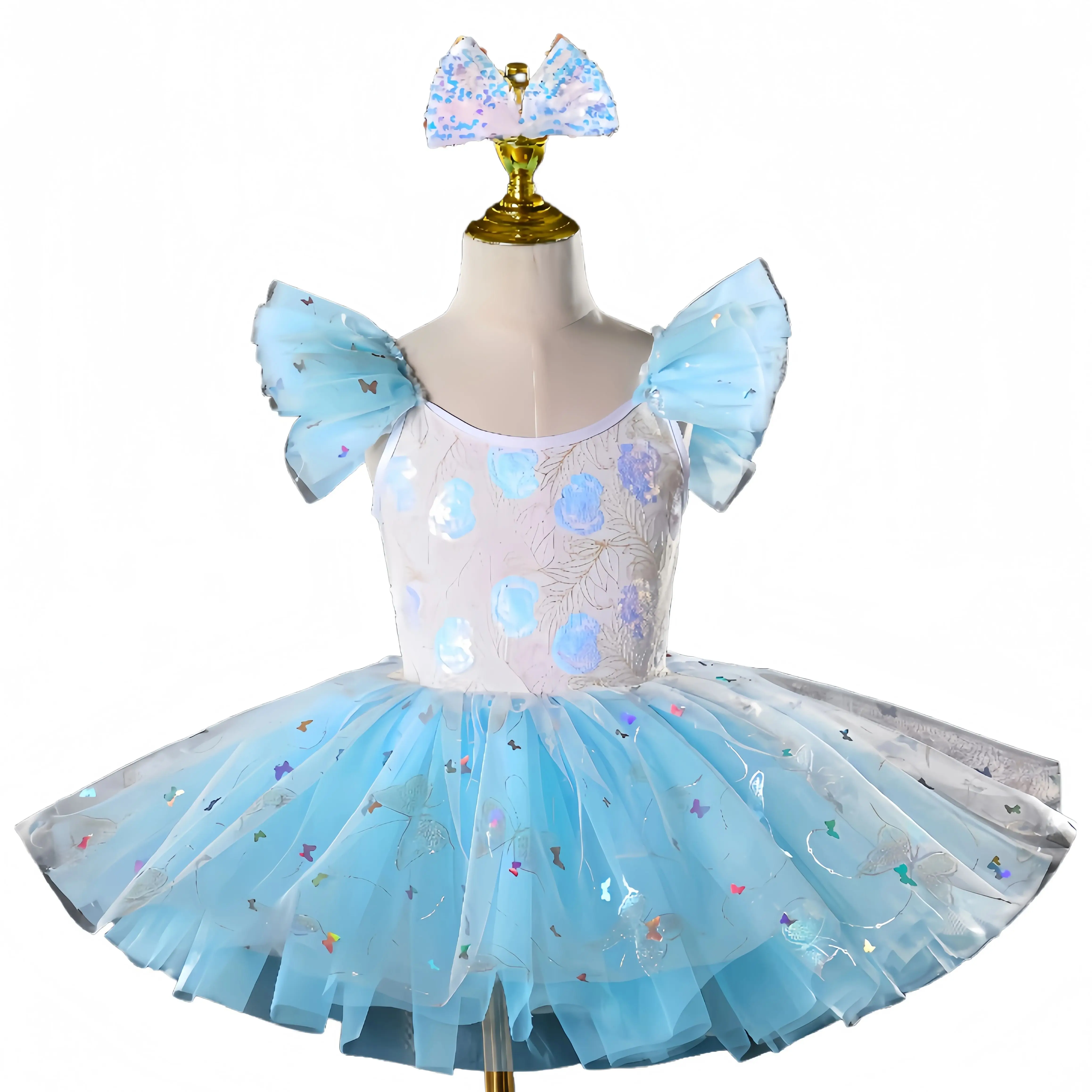 

Kids Ballroom Clothing Sequined Modern Dance Tutu Dress Girls Jazz Dance Costume Stage Wear Toddler Dance Princess Dress