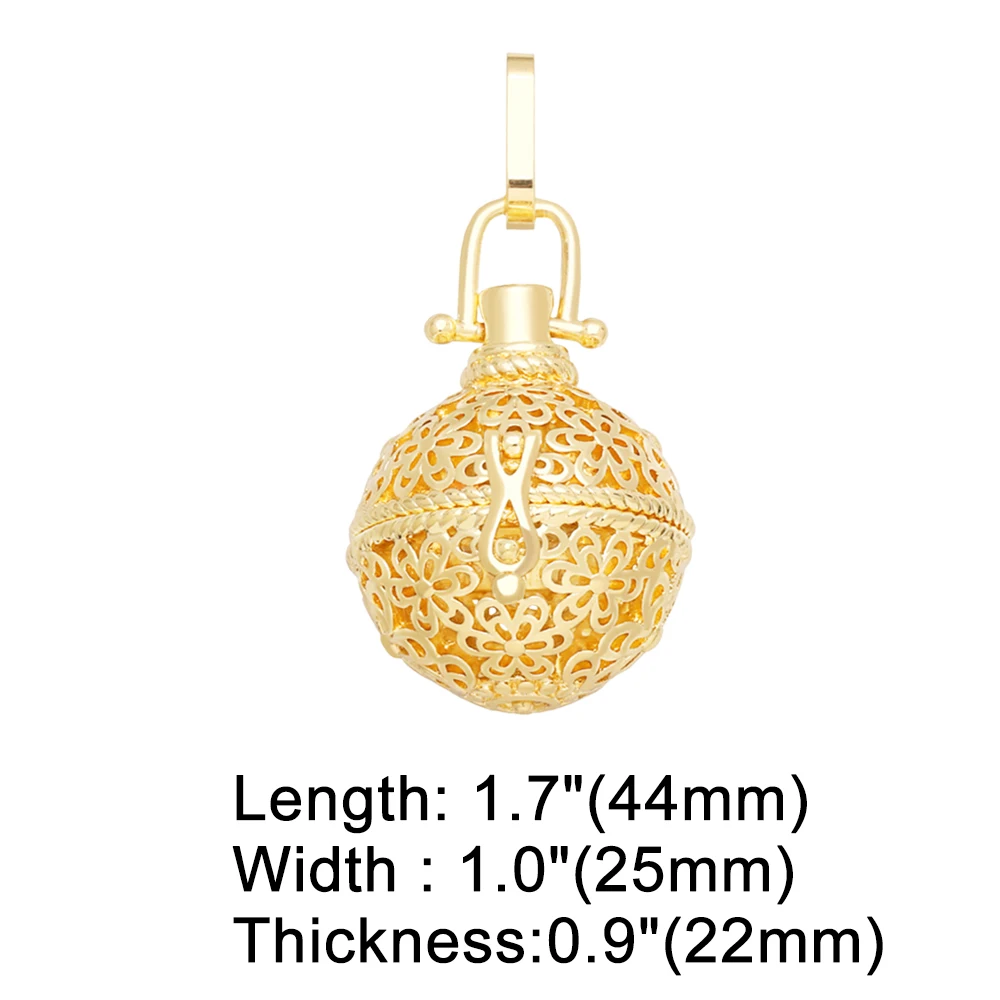 OCESRIO Chime Ball Pendant for Necklace Copper Gold Plated Essential Oil Diffuser Jewelry Making Supplies wholesale bulk pdtb172