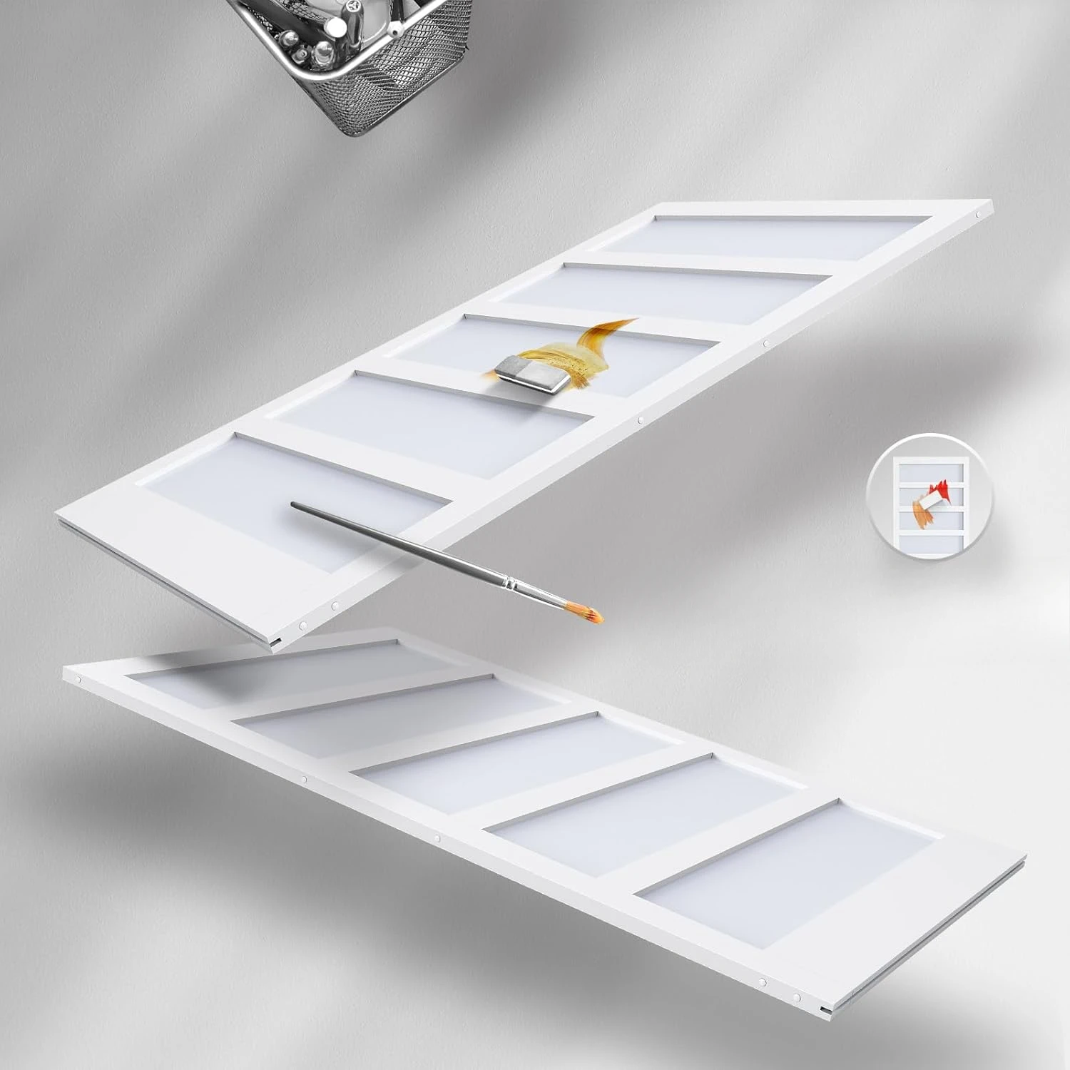 Included & Handle,Solid LVL Wood Covered with Water-Proof & Scratch-Resistant PVC Surface,DIY Assembly,5-Panel Glass,White