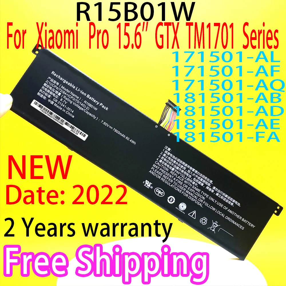 

DODOMORN NEW R15B01W For Xiaomi Pro 15.6'' GTX TM1701 i3 8130U i5 8250U i7 8550U Series Notebook Laptop Battery