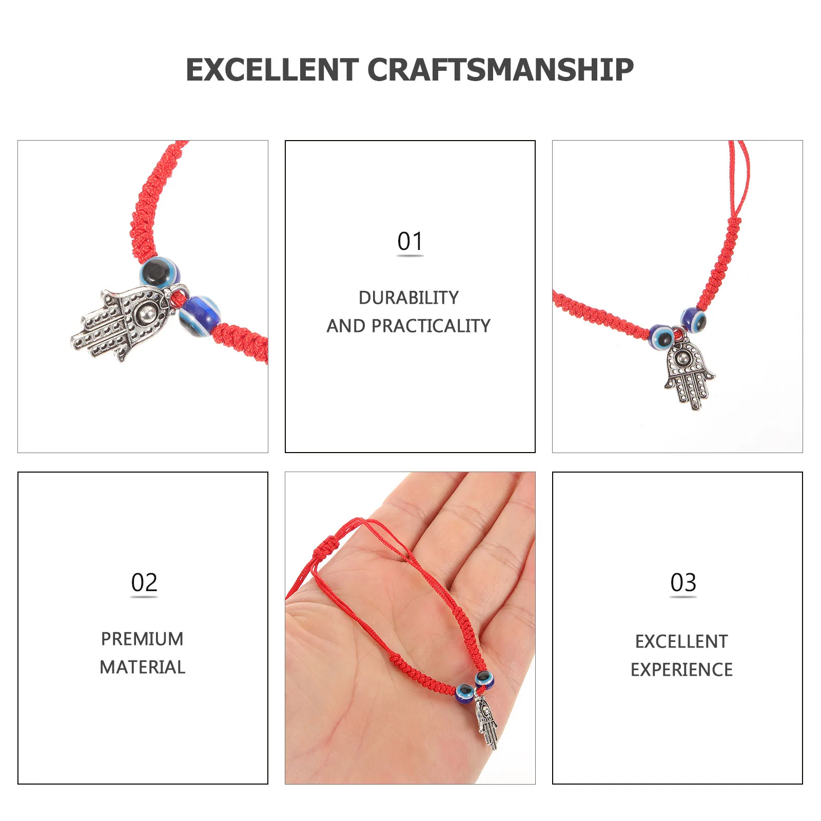 2 pezzi braccialetto malocchio braccialetto a corda misura regolabile uomo H occhi azzurri braccialetti malocchio per collana da uomo