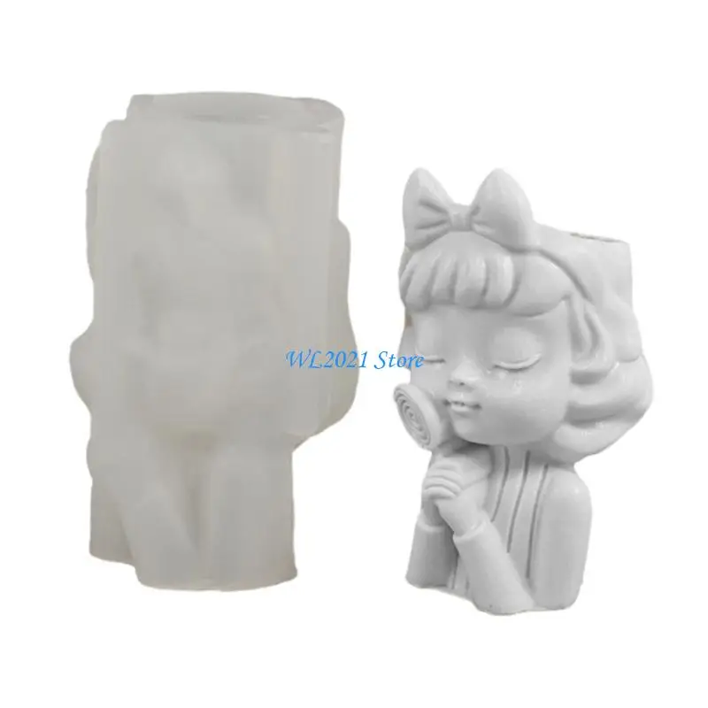 

G5GC Silicone Mold for Succulent Flower Pots Portrait Gypsum Epoxy Casting Mould