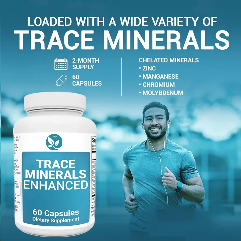 Complexo de aprimoramento mineral Trace - Contiene mais de 70 minerais saudáveis intensivos nutritivos - Suplementos dietéticos -60 cápsulas