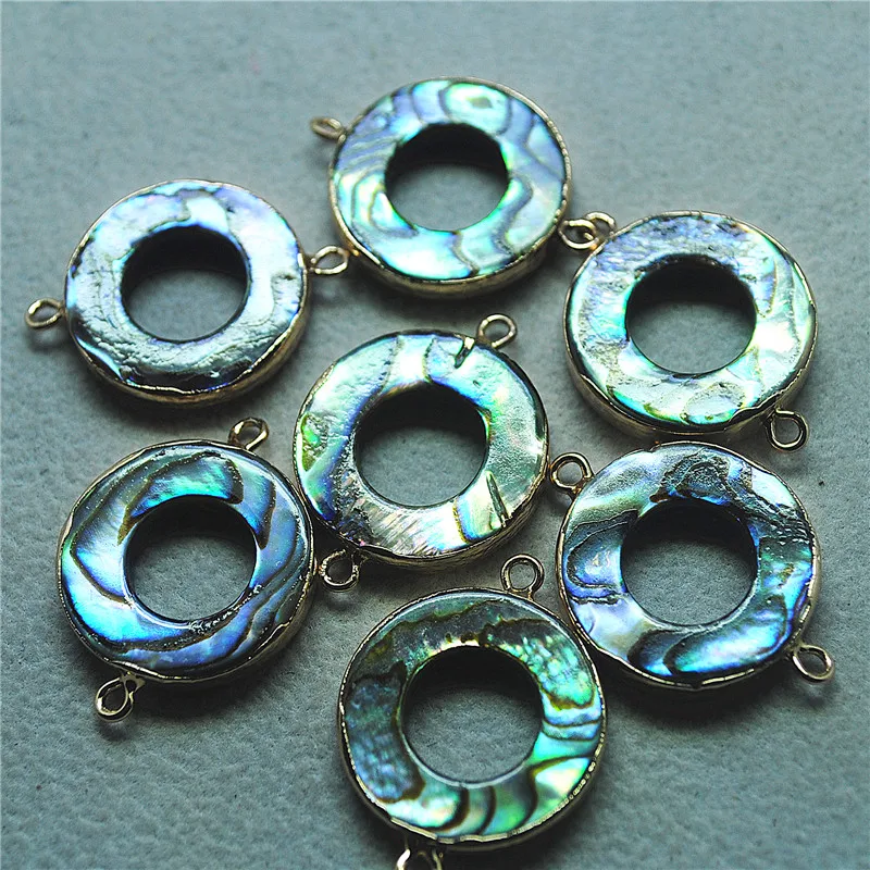 

4PCS Natural Abalone Shell Connectors 20MM Round Shape For Fashion Women Bracelets Making Specailly Items