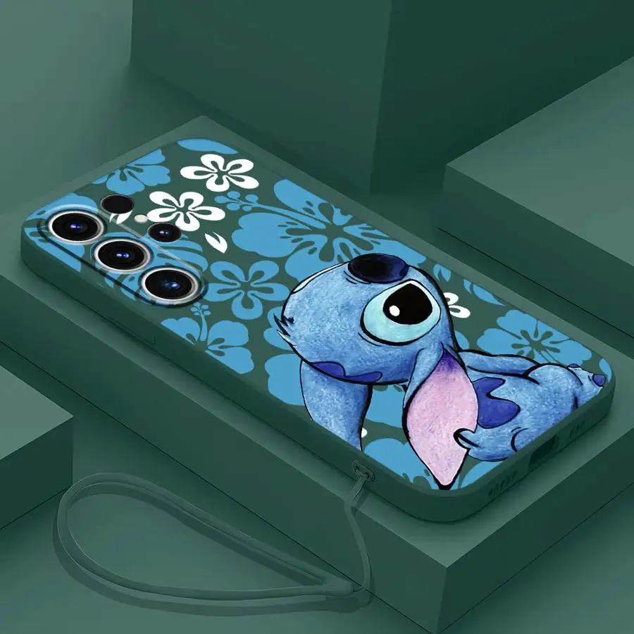 حافظة لهاتف سامسونج جالاكسي S23 S21 Plus S24 FE S22 Ultra S20 S25 Edge Note 20 10 Ultra Soft Cover Disney Stitch Cute