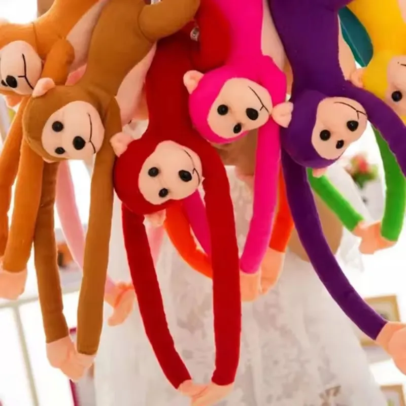 

60CM Long Arm Monkey Plush Toy Anti-collision Banana Monkey Curtain Strap Monkey Doll Stuffed Toy Birthday Wedding Party Decor