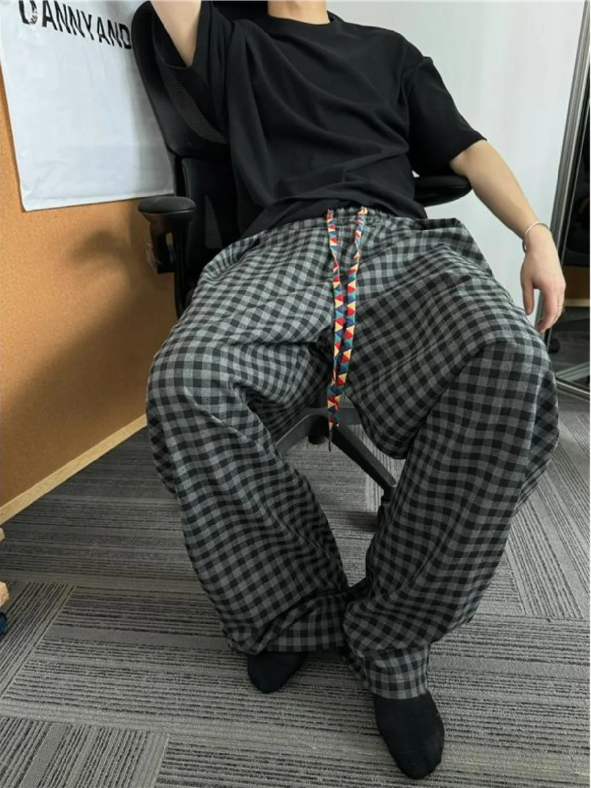 

Американские Ретро Ленивый Цвет Блум Клетчатые Повседневные Брюки Мужчины Женщины Cleanfit Свободные Прямые Широкие Брюки Дышащие Длинные Брюки