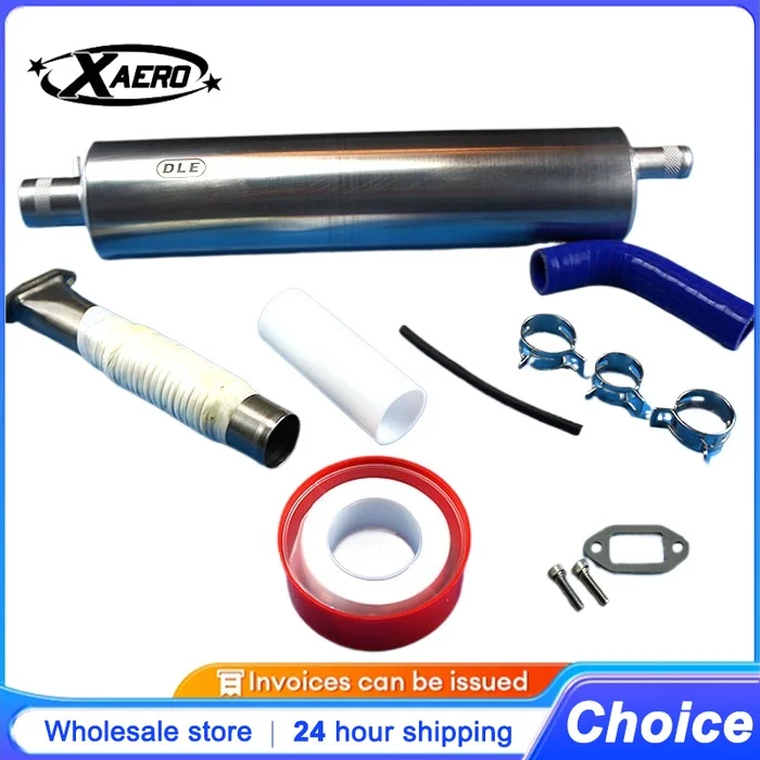 

Original DLE55RA Long Performance Exhaust System with Accessories, CNC Stainless Steel Muffler Pipe for RC Airplane Helicopter
