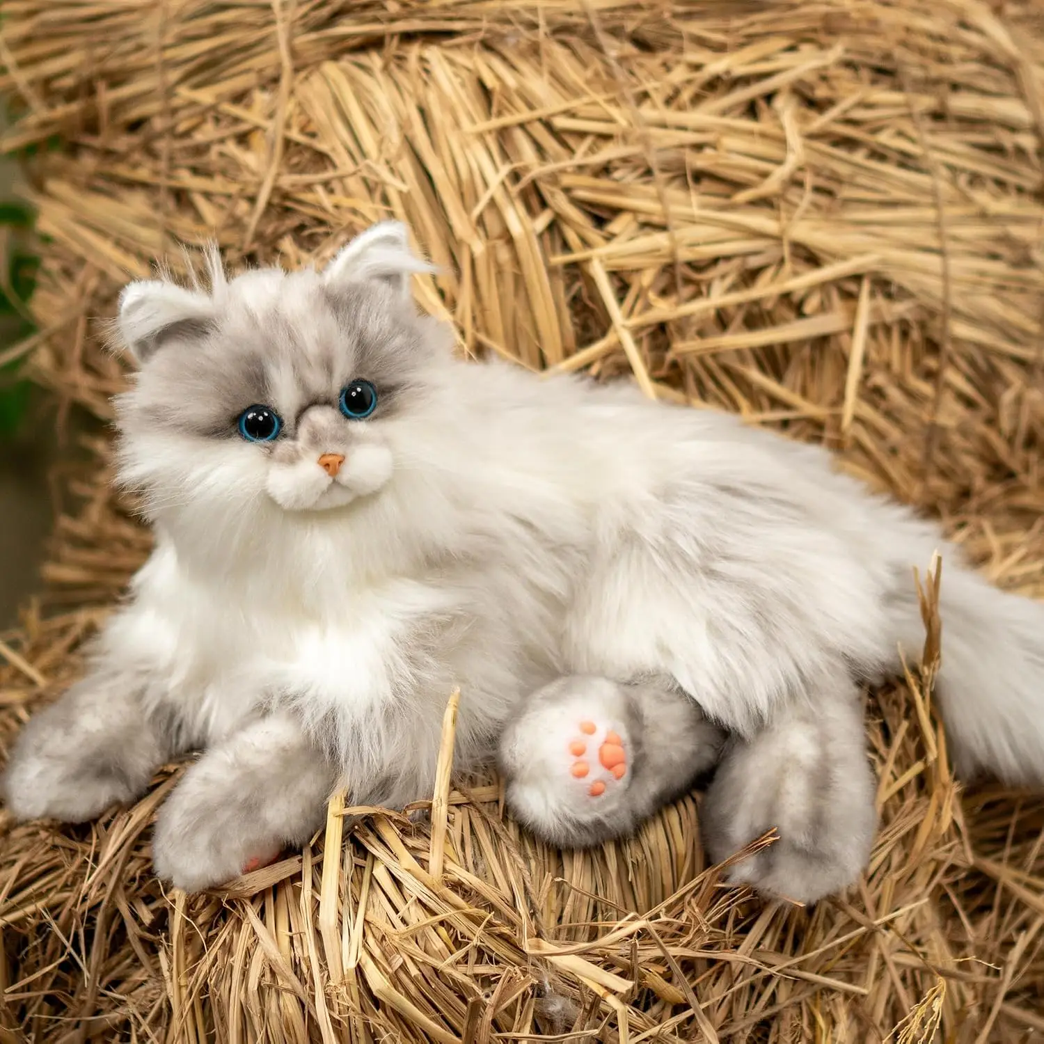 Realistic Handmade Cat Plush Doll, 3.3 LBS Weighted Stuffed Animal, Lifelike Real Cat Size Companion Plush Toy