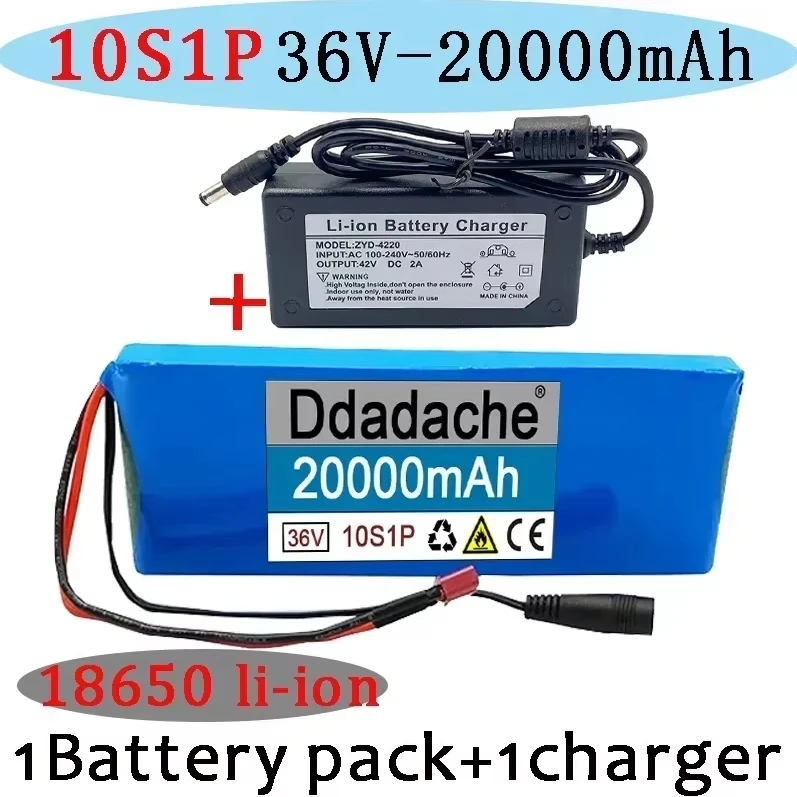 

Free shipping New 36V Battery 20000mAh 10S1P 20A 18650 Lithium ion Rechargeable Battery Pack+42V 2A Charging Electric Scooter