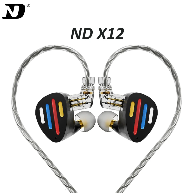 ND X12 IEM Earphone 10mm Dynamic Driver +5BA HIFI Wired In Ear Sport Noise Cancelling Headset Adjustable With Detachable Cable