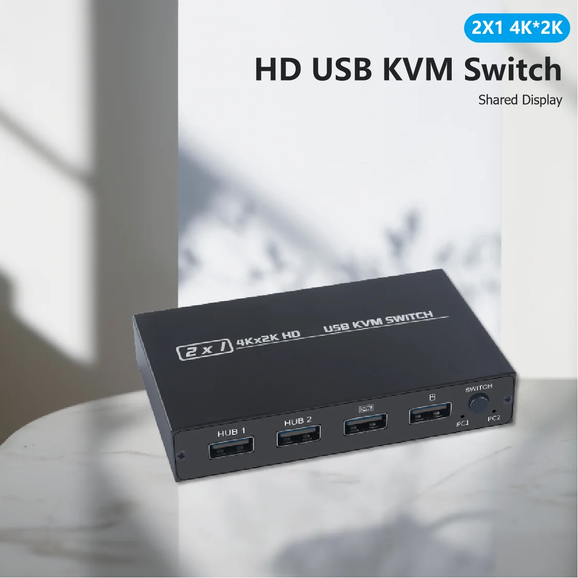 

4KX2K KVM Switch Splitter 2-Port HDMI-Compatible HDTV USB Plug And Play Hot for Share 1 Monitor/Keyboard& Mouse