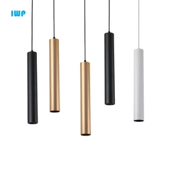 Modern LED Pendant Long Tube Black White Rose Golden Ceiling Replaceable GU10 Island Bar Counte Shop Room Kitchen Fixtures Lamp
