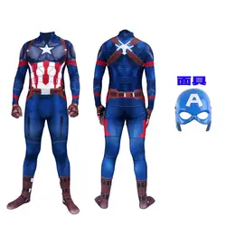 New Marvel Avengers Captain America Cosplay Jumpsuit Cosplay Costume Superhero Adult Kids Halloween Carnival Party Show Bodysuit