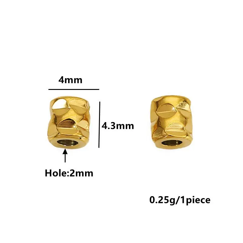 20개 4mm PVD 스테인리스 스틸 록 텍스처 조각 튜브 비즈 참 스페이서 루즈 비즈 DIY 팔찌 쥬얼리 제작 액세서리
