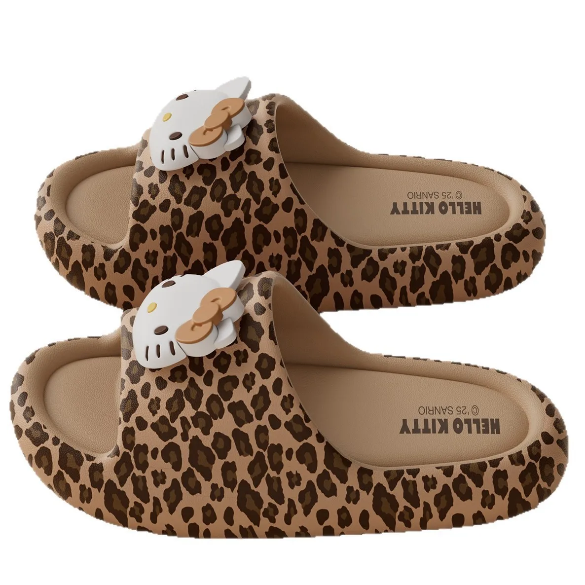 

Hello Kitty Women's Summer Slide Sandals — Leopard Print, Non-Slip, Soft-Soled, Single-Strap Slides (Suitable for Outdoor Wear)