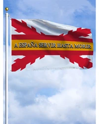 Bandera de España de 3x5 pies, Cruz Burdeos a España, Servir Hasta Morir