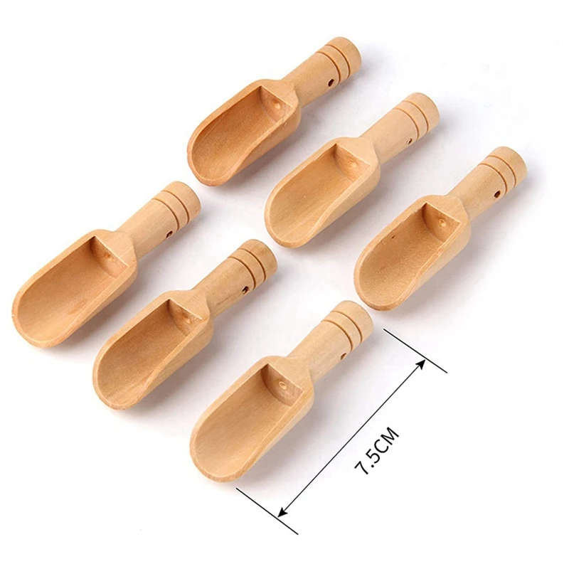 30 Pcs Wooden Color Spoon, Mini Bath Salt Spoon & 50 Pcs Small Wooden Spoons Mini Nature Spoons Light Brown