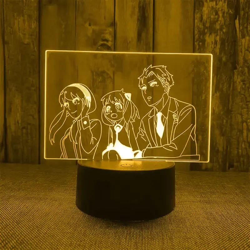 SPY X FAMILY Figurki Anime Led Nightlight Zabawki Lampka nocna do sypialni Dekoracja pokoju Lampa 3D Dzieci Urodziny Fajne prezenty