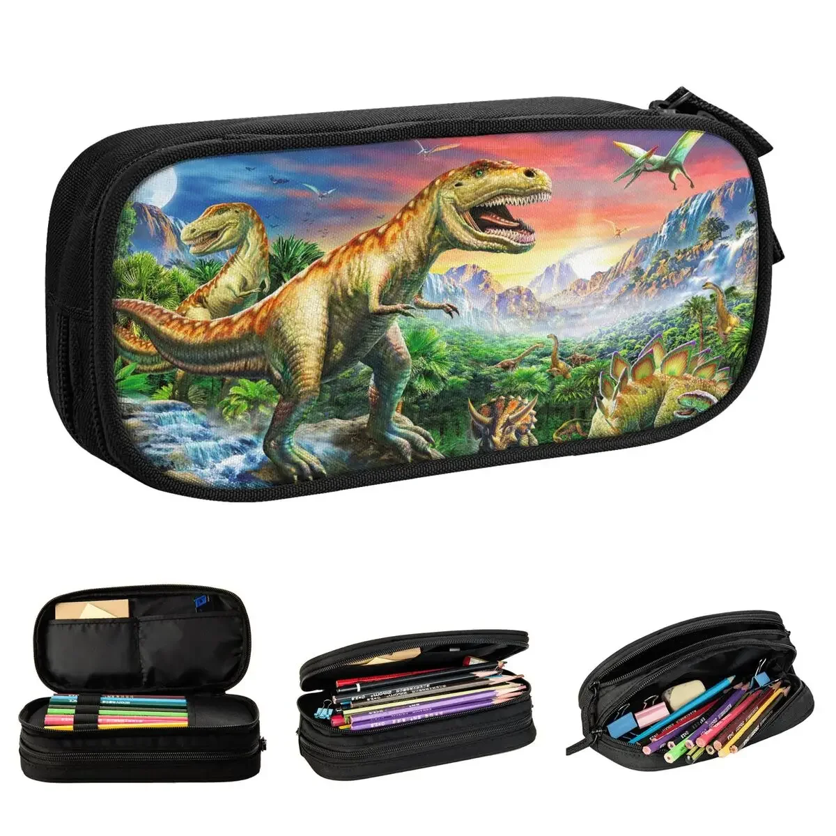 

Dinosaur Family Animals Pencil Cases T-rex Tyrannosaurus Pen Bags Girl Boy Large Storage School Supplies Gift Pencil Pouch