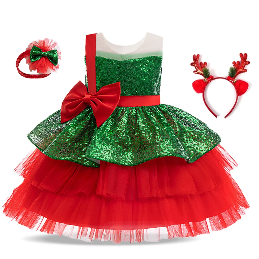 Ragazze natale paillettes brillante vestito da partito giovane 2 pezzi Festival carnevale vestiti ragazza pizzo compleanno tempo abiti bambini nuovo