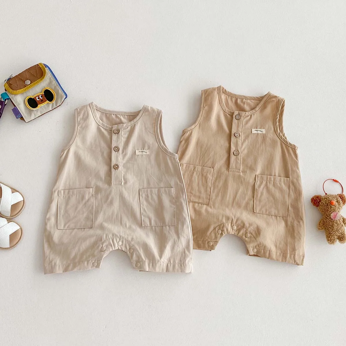 

Baby 2025 Summer Sleeveless Jumpsuit Thin Boys' Korean Version Clear Color Vest Climbing Suit Baobao Fart Romper