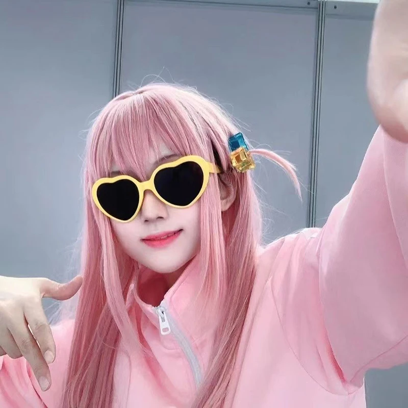 ¡Anime BOCCHI THE ROCK! Gotoh Hitori-gafas con forma de amor amarillo para Cosplay, accesorios de gafas encantadoras y dulces