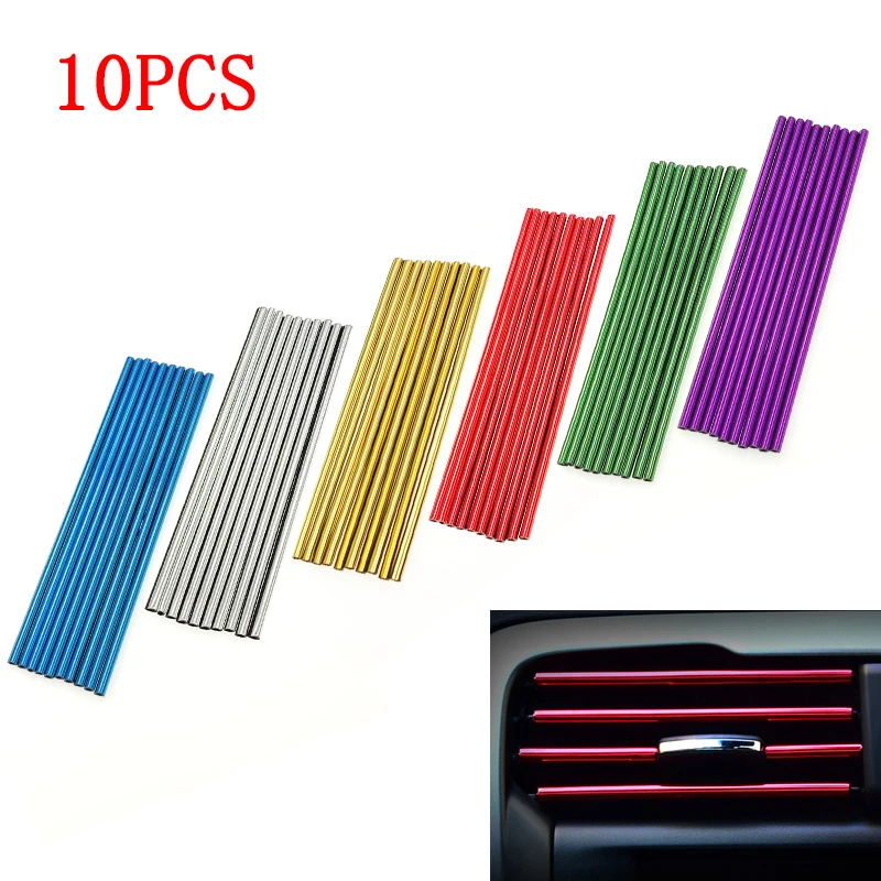 10Pcs Car Air Outlet U Shape Decorative Moulding Trim Strips Car Styling Decor Auto Interior Decoration Accessories 20cm*0.8cm