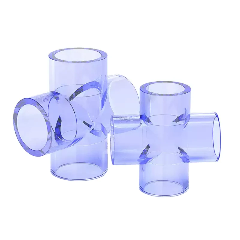 1-10pc 20/25/32/40/50-160mm Ttransparent PVC Pipe Equal Cross Connector Garden Irrigation System Parts Water Pipe 4Way Connector