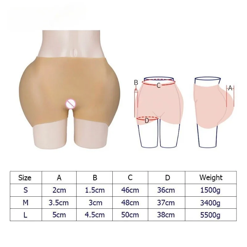 5500g Full Silicone Panty Padded Buttocks Hips Enhancer Body Shaper Sexy Body Shapewear Plus L Size Pads Fake Butt Big Ass Pants