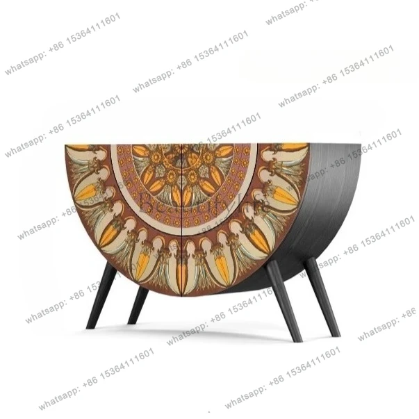 

American retro solid wood round cabinet household bedroom storage living room locker entrance integrated vertical cabinet